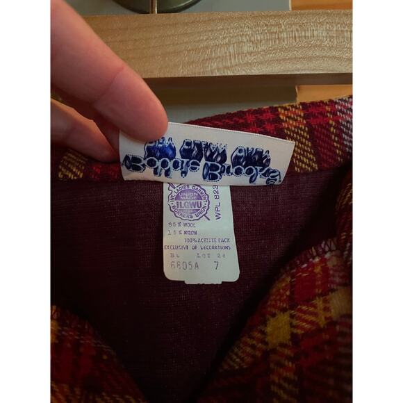 Mini Skirt Plaid Red Wool Vintage 60s - Picture 5 of 7